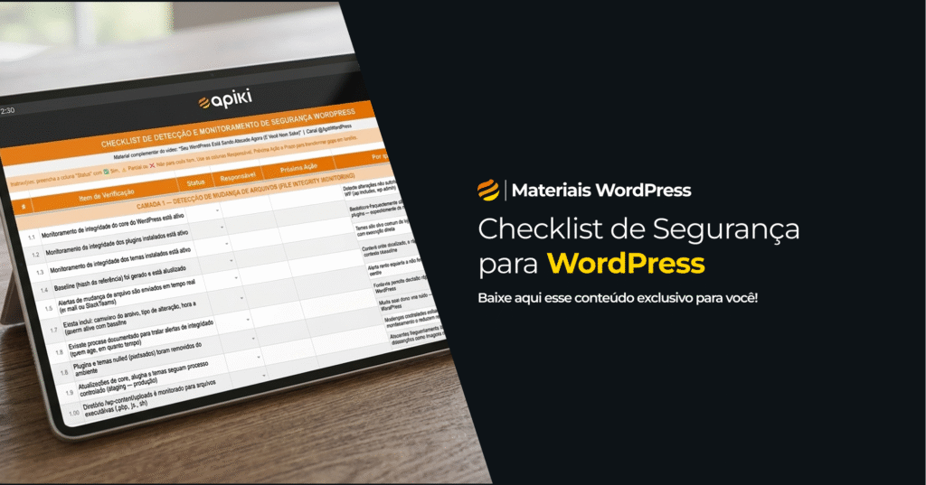 Capa Checklist de Seguranca para WordPress